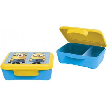 Minions Stor Elite Plastic Lunch Box with Divider, Blue Yellow